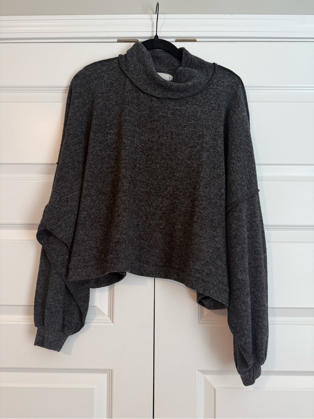 Cozy Charcoal Turtleneck Cropped Sweater